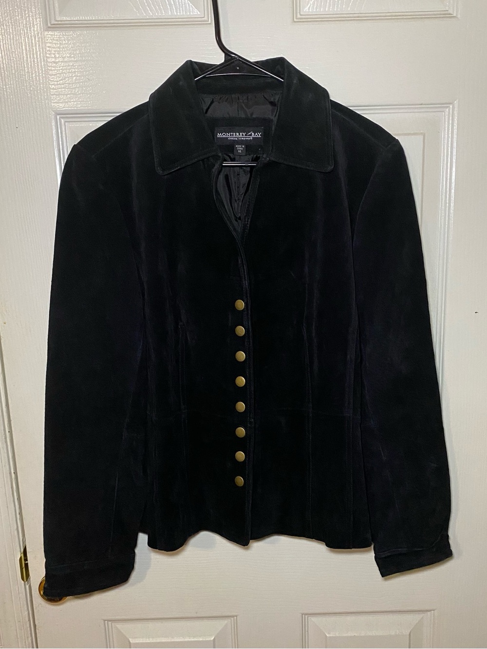 Monterey Bay Black Suede Jacket with Gold Buttons